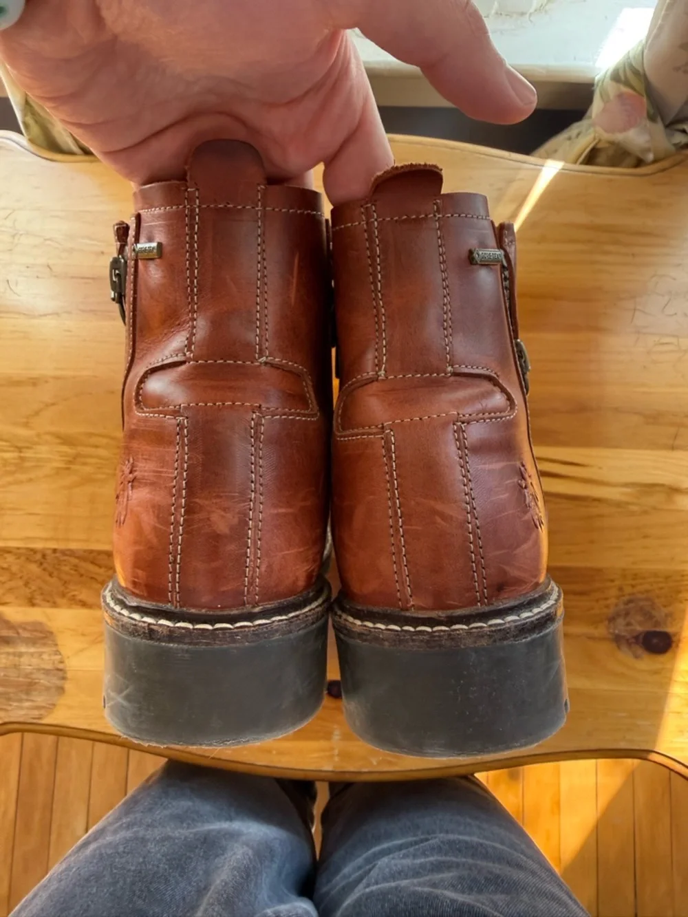 FLY LONDON Women’s Brown Leather Side-Zip Ankle Boots - Picture 3 of 6